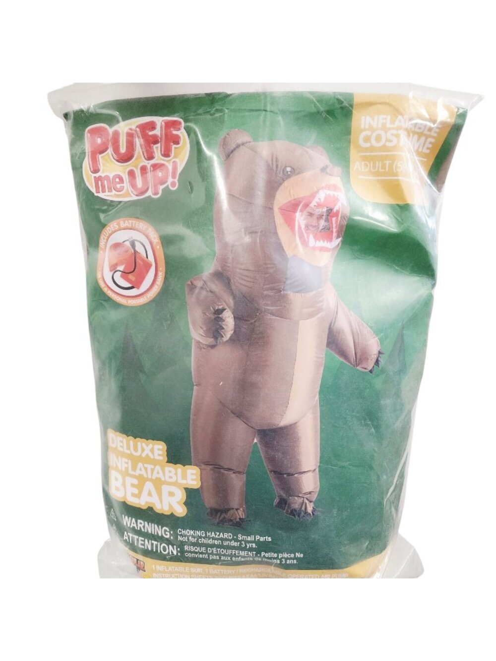 Deluxe Inflatable Bear Costume Adults 59-67 Inches With Battery Pack Halloween